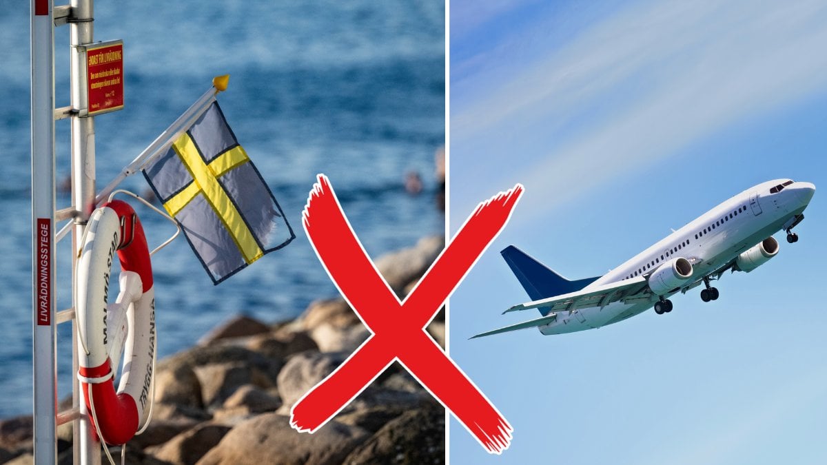 Svensk semester och flygplan i luften.