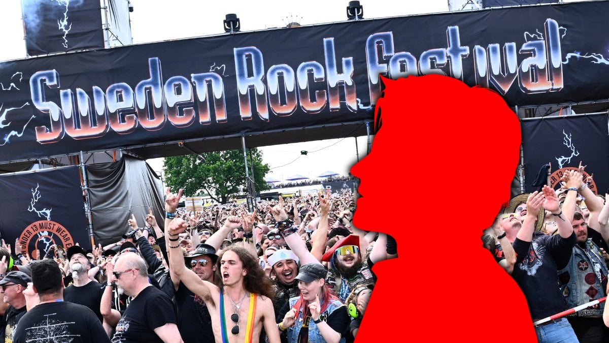 Hårdrocksfans från hela landet springer genom huvudentrén när Sweden Rock Festival utanför Sölvesborg öppnar portarna 2026.