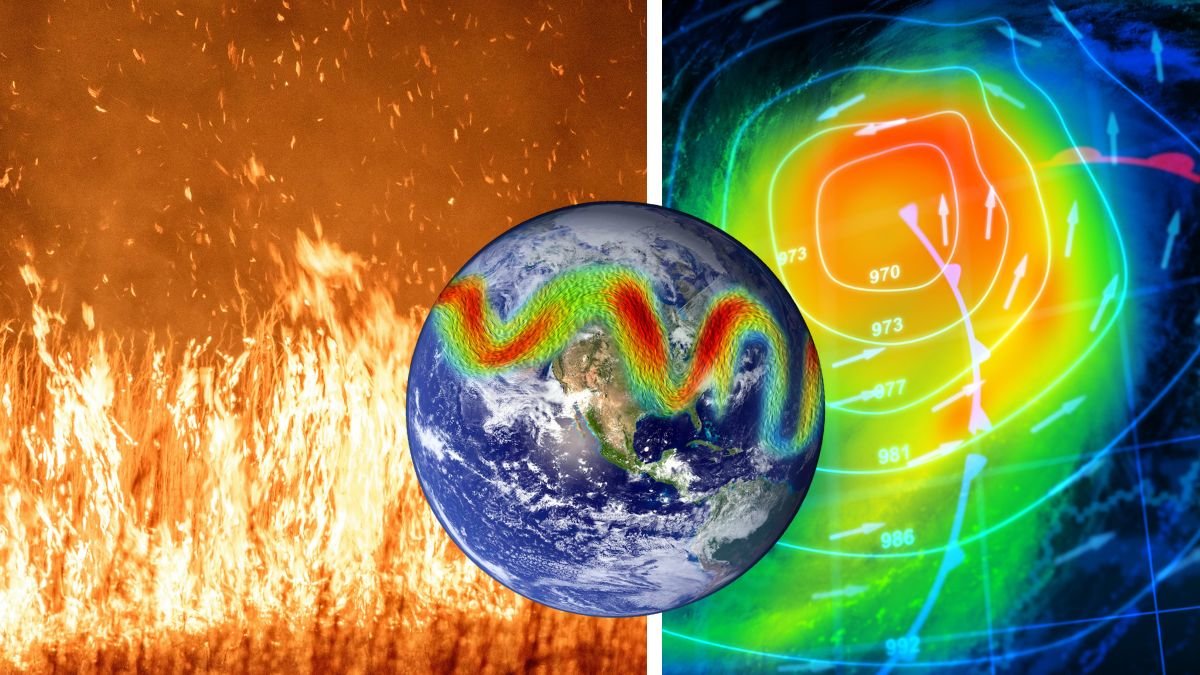 Skogsbränder och El Niño karta över världen.