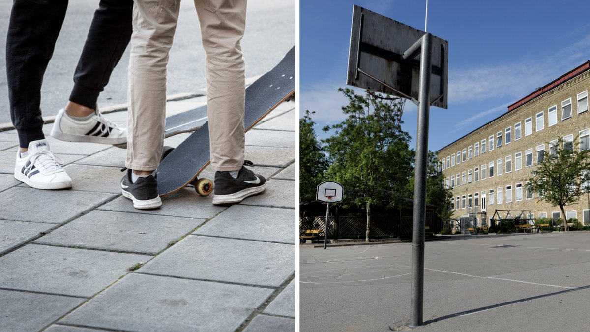 Det är stökigt på skolgården på Linnéskolan. Genrebilder.