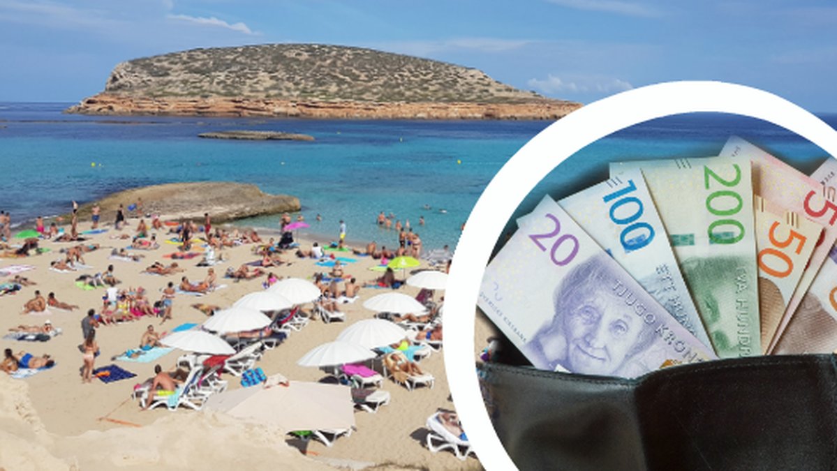 Strand på Ibiza. Pengar.