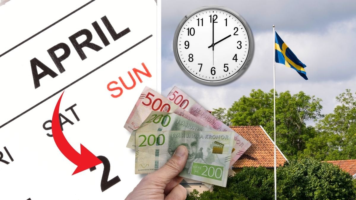 April kalender och Sverige flagga.