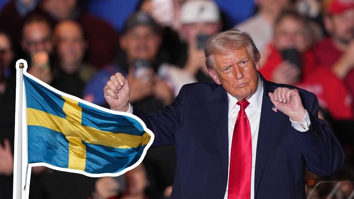 Trump och svenska flagga.