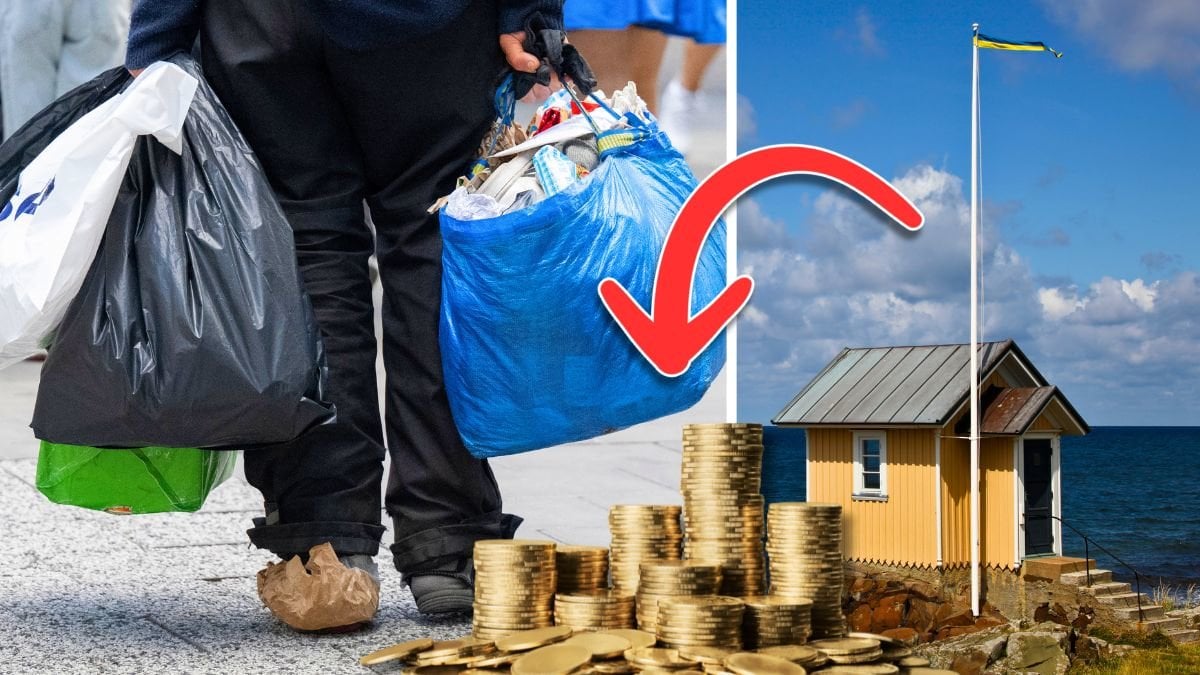 En man som är fattig och ett svenskt hus.