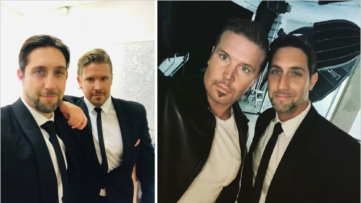 Två egentagna bilder på Alexander Grove och Kalle Leander.