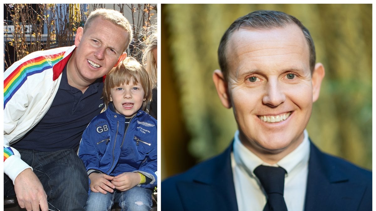 Måns Möller tillsammans med sonen Viggo. 