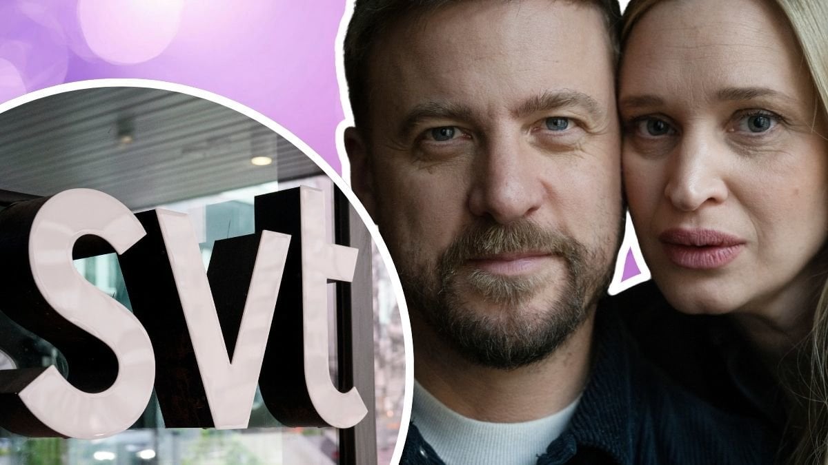 SVT:s logga och Erik Jerka Johansson tillsammans med Vera Vitali