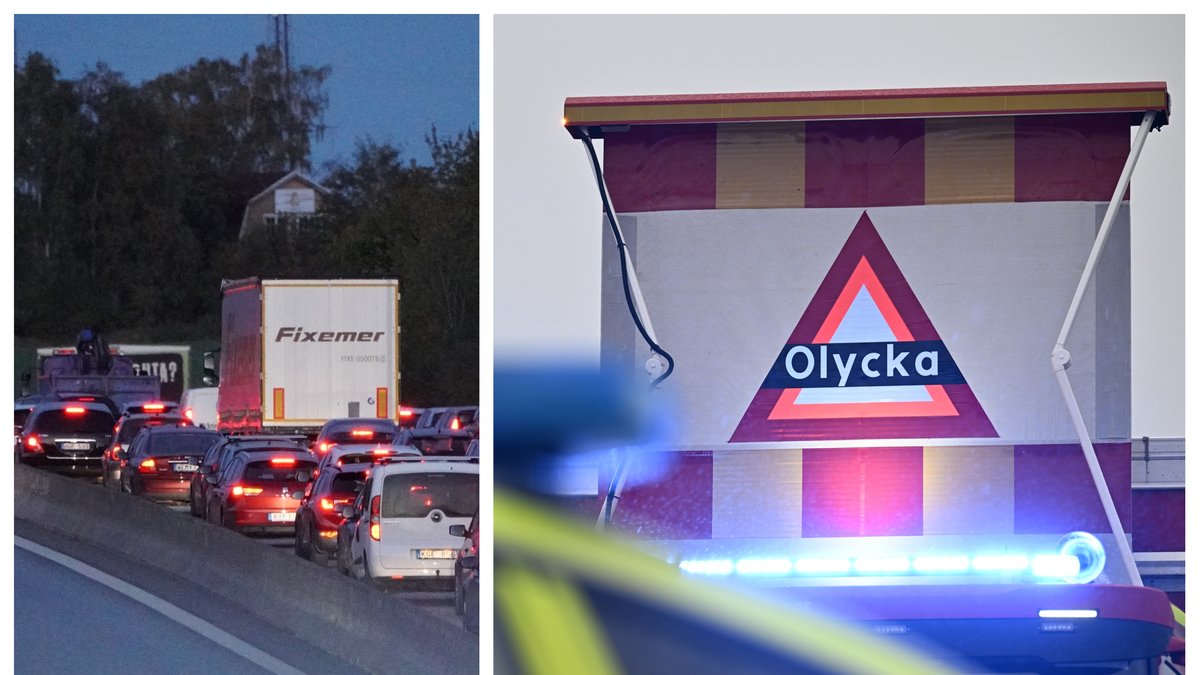 Olyckan gör att trafiken dirigeras om.