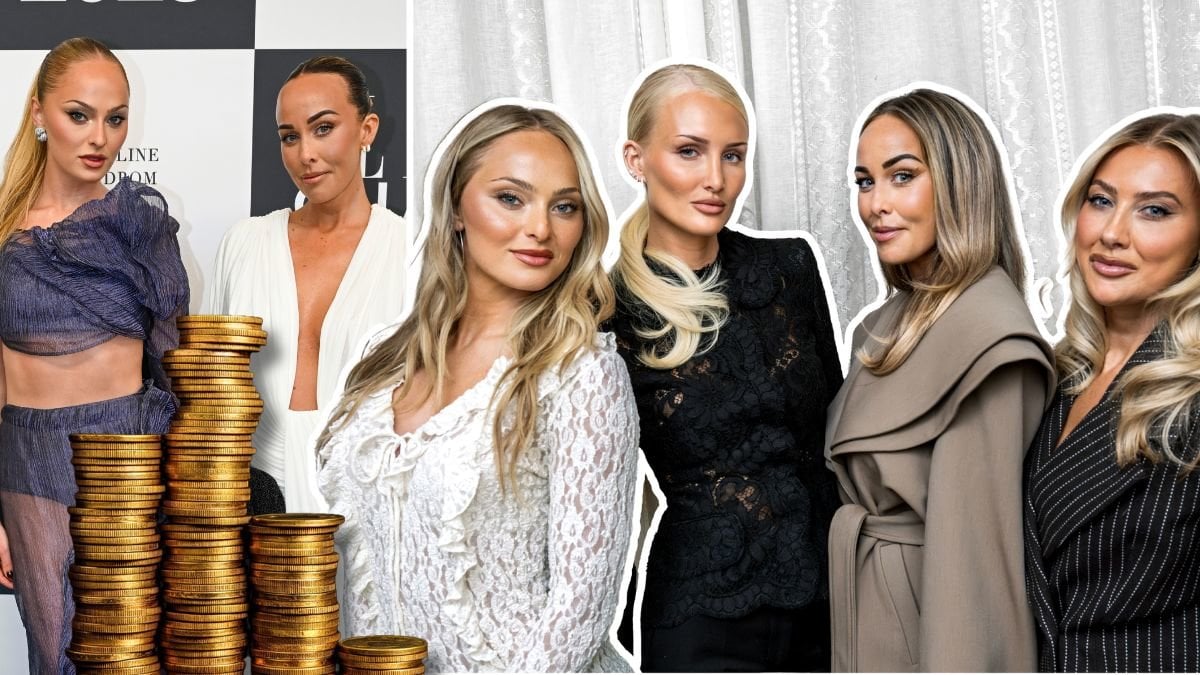 Alice Stenlöf och Klara Elvgren på Elle-galan och Girls of Stockholm-tjejerna poserar bredvid varandra