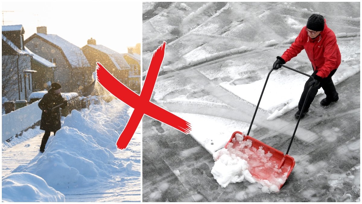 Det finns flera risker vid snöskottning.
