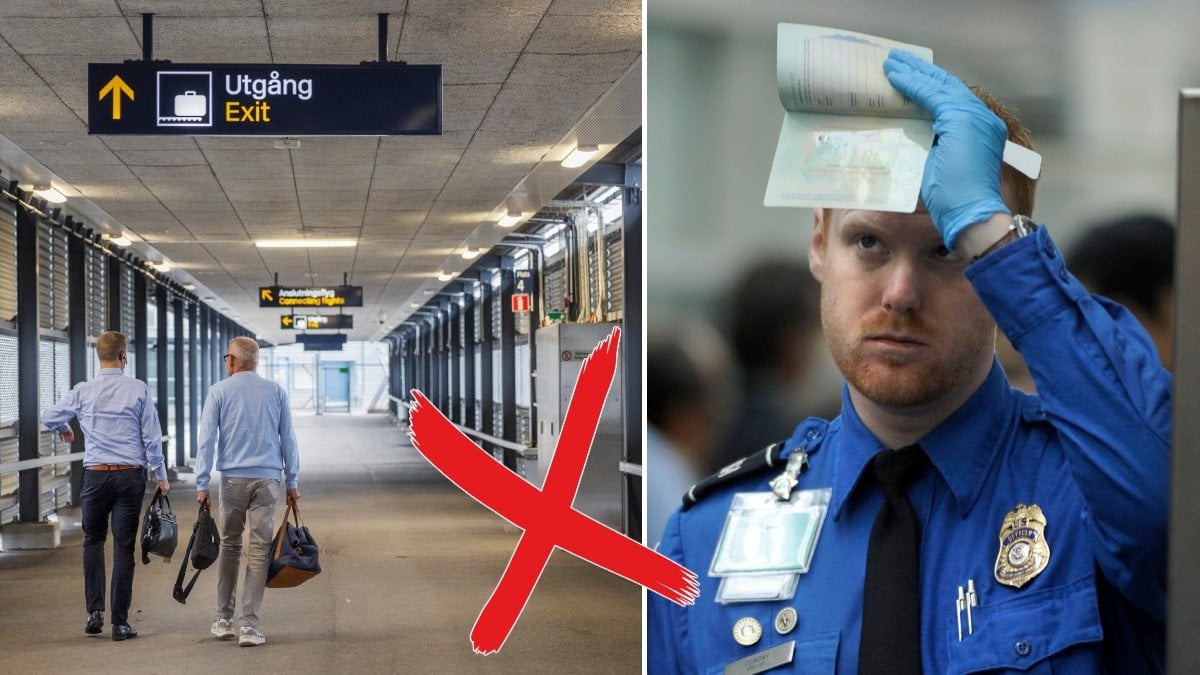 Passagerare påväg ut från Bromma flygplats och passkontroll. 