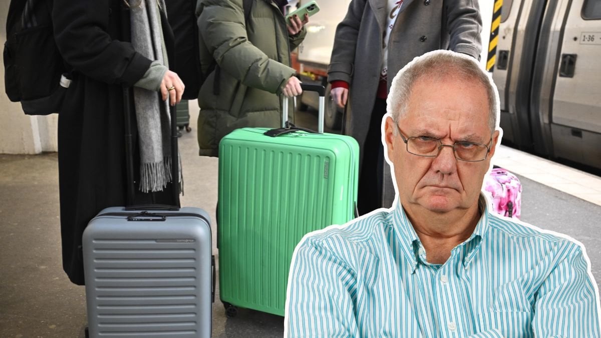 Arg man , resväskor