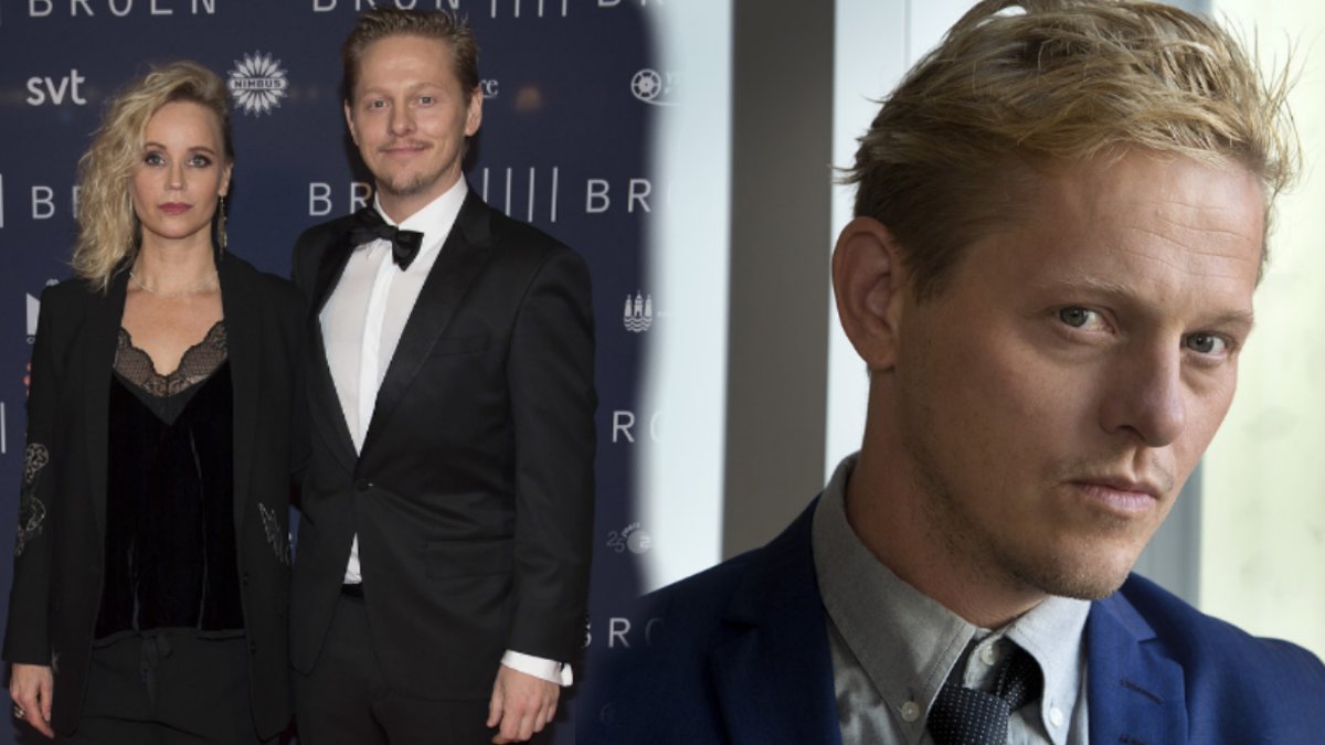 Thure Lindhardt med Sofia Helin på en gala för säsong tre av Bron, Thure Lindhardt tittar in i kameran