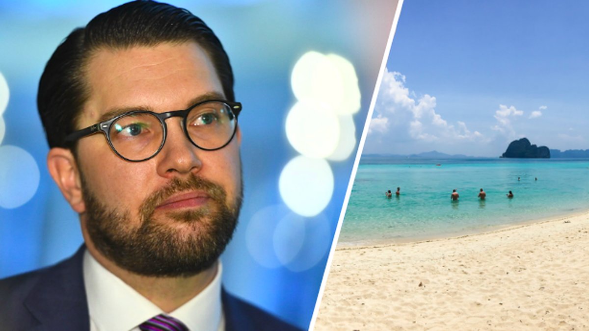 Jimmie Åkesson och badstrand