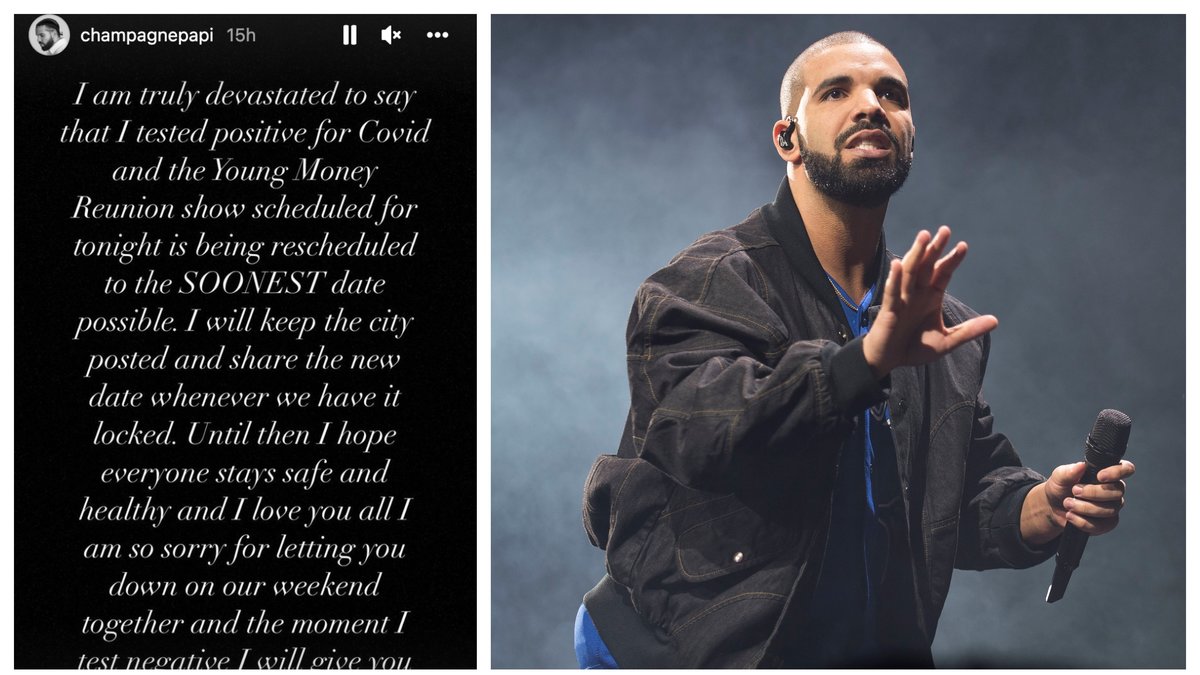 Drake har testat positivt för covid-19.