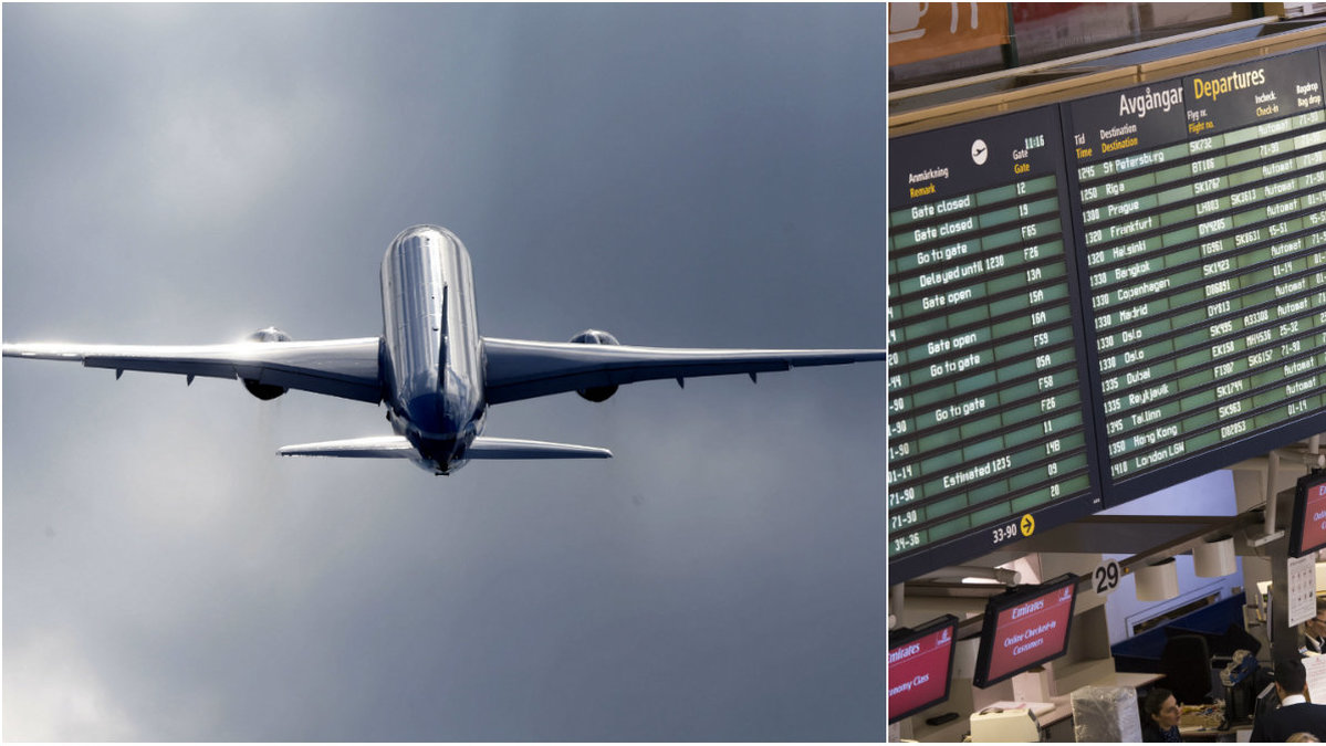 Flygplan som lyfter och tidtabell 