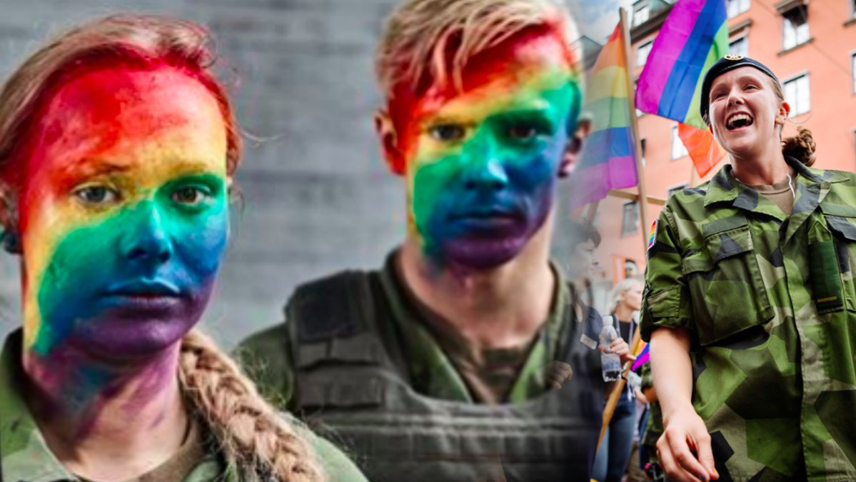 Försvaret Pride-kampanj We don't always march straight