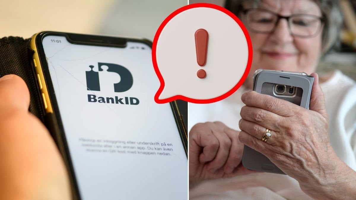 En notisbubbla och en person som håller i mobilen samt en annan person med BankID aktiverat.
