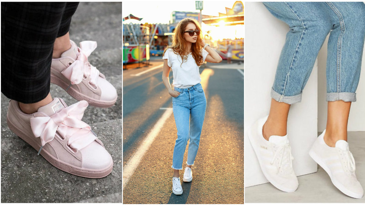 Tre sneakers en tjej