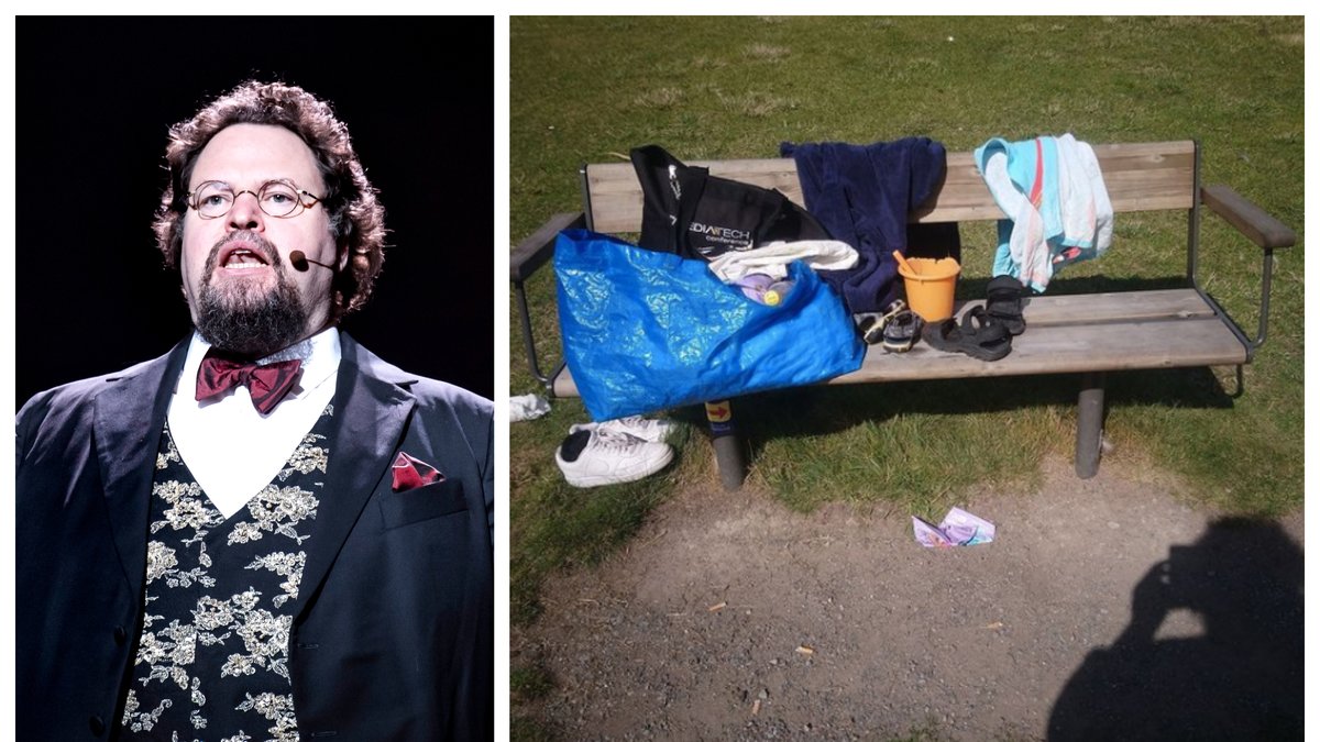 Matprofilen Edward Blom blev bestulen på sina skor vid Farstabadet i Stockholm.