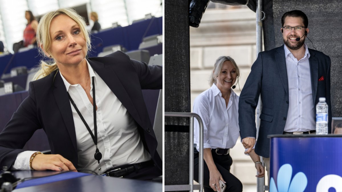 Jessica Stegrud uttalar sig på Sverigedemokraternas valvaka