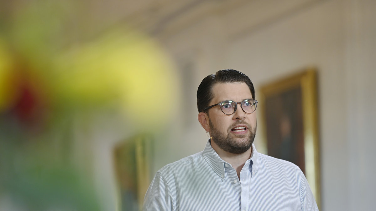 Jimmie Åkesson under sitt partiledartal i Almedalen.