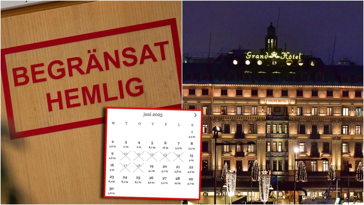 Skylt och Grand Hotel.