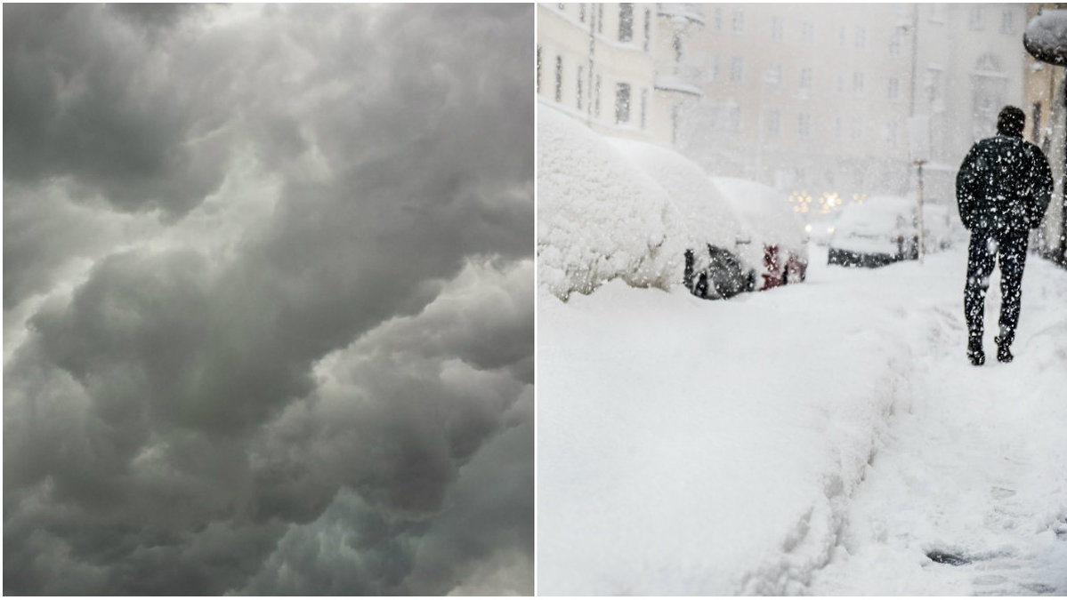 Man i snöstorm