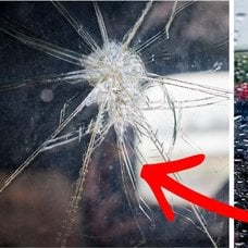 Bilruta som har spruckit och bilruta.