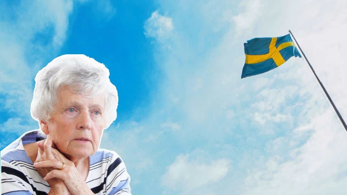 Svenska flaga och pensionär