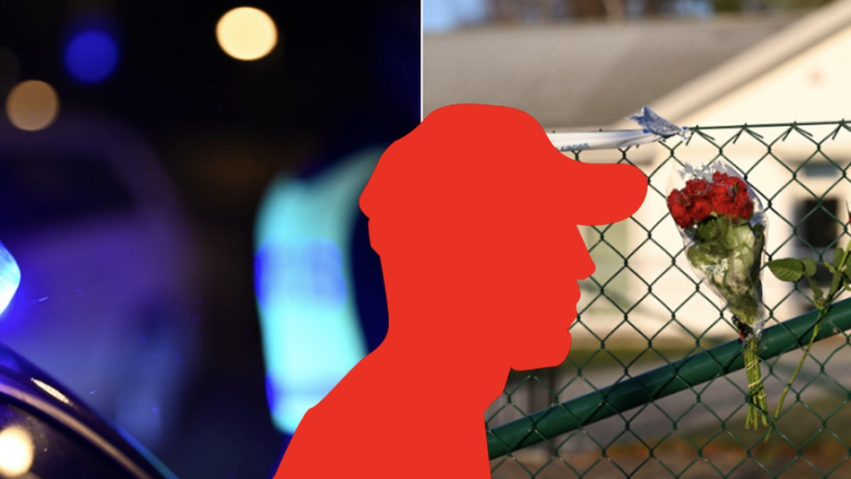 Blommor utanför vårdboendet i Enköping där en ung kvinna i personalen mördades i november förra året.