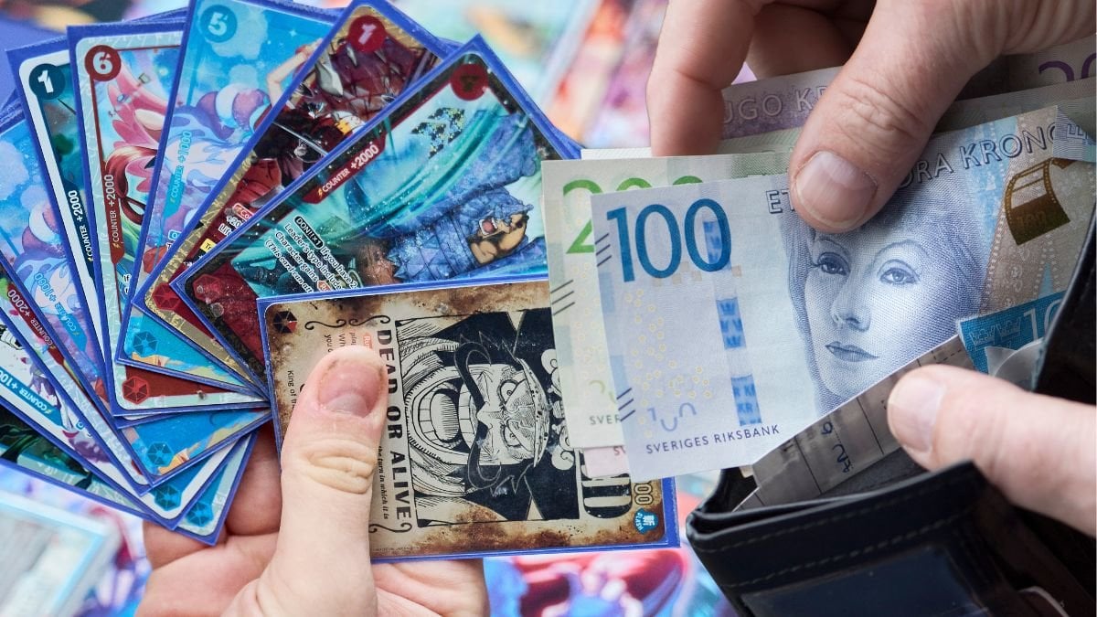 One piece-kort och pengar.