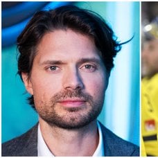 Jacob Josefson i tv-studion och i Tre kronor tröja