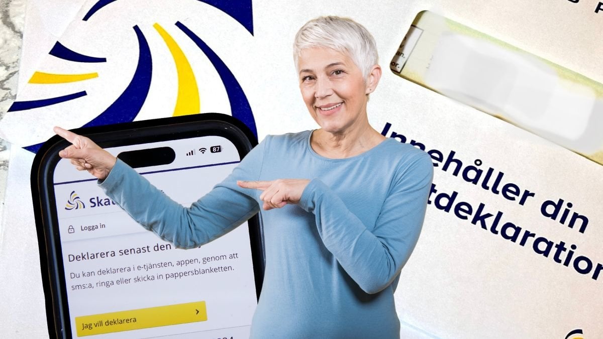 Deklaration, brev och app samt en kvinna.