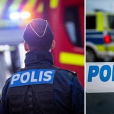 Blåljus och avspärrning.