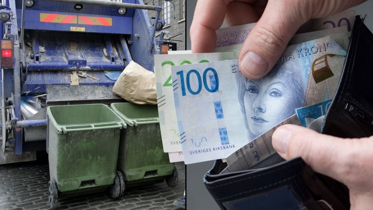 Sopbil och plånbok med pengar.