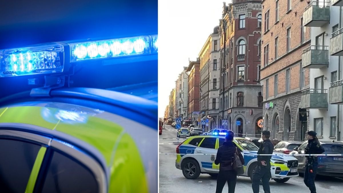 Polis och räddningstjänst på plats vid avspärrningarna på Östermalm i centrala Stockholm.