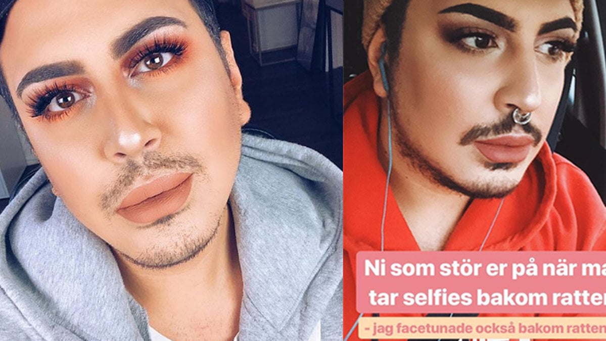 Amir Akrouti tar selfies bakom ratten.