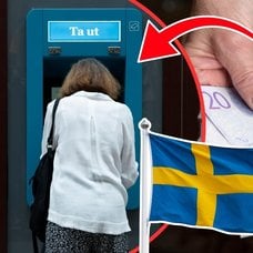 kontanter, bankomat, svenska flagga