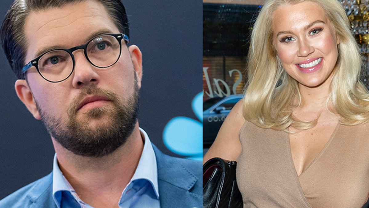 Isabella Blondinbella Löwengrip och Sverigedemokraternas partiledare Jimmie Åkesson.