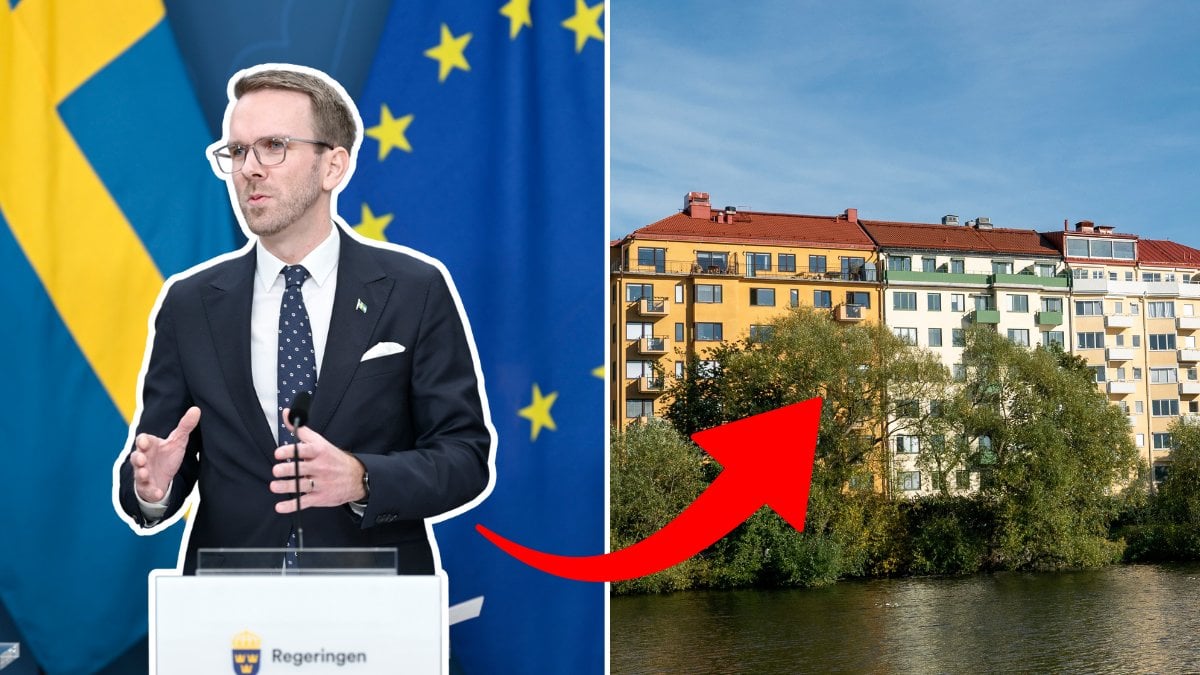 Bild på Regeringen och bostäder och en röd pil