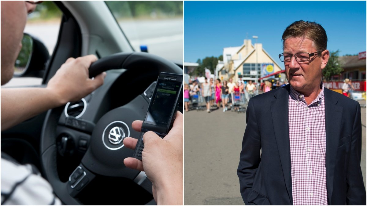 En bild på en person som håller i en mobil och en bild på Gekås-profilen Boris Lennerhov.