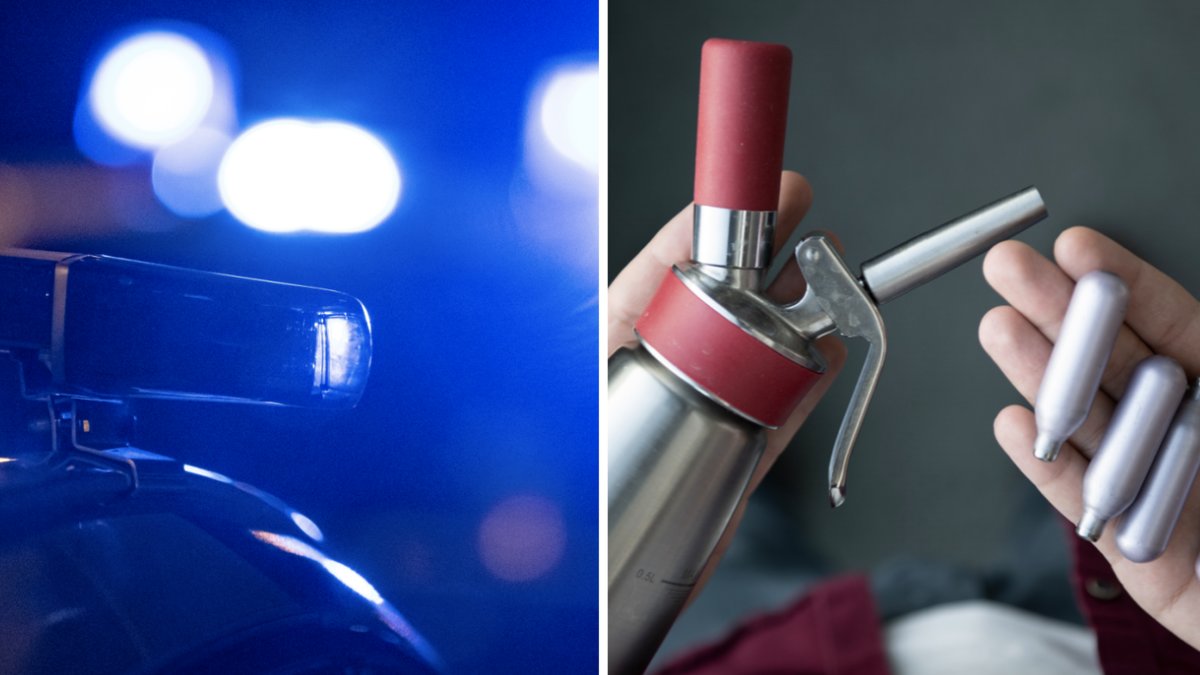 Flickan kollapsade efter att ha inhalerat lustgas. Genrebilder.