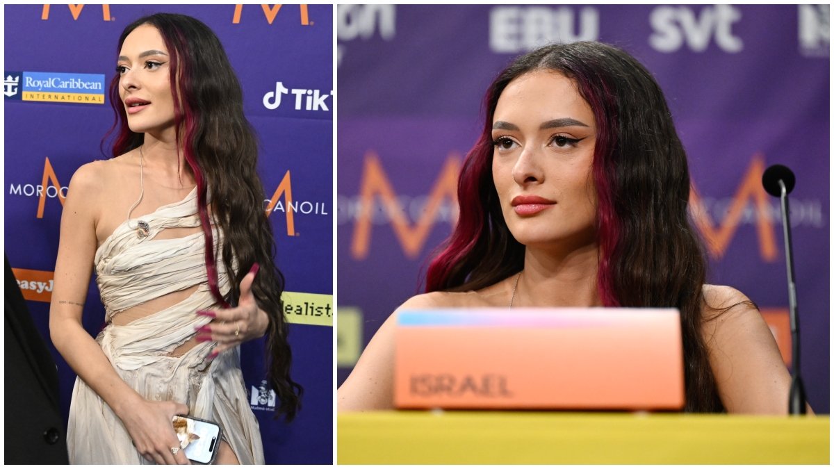 Eden Golan närvarade under pressträffen efter den andra semifinalen i Eurovision Song Contest 2024.