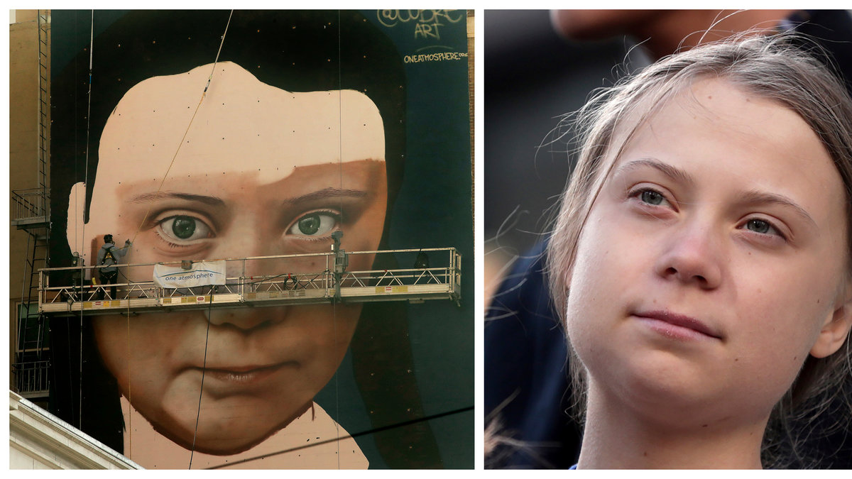 Jättehyllningen till Greta Thunberg.