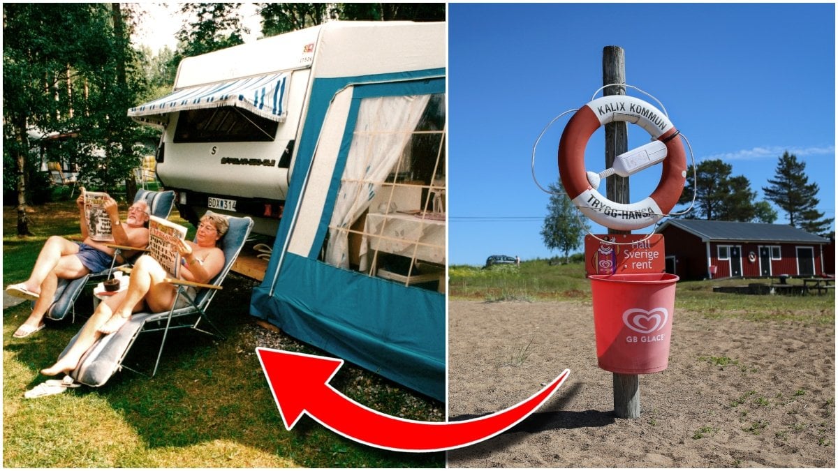 Campingplats och badplats.