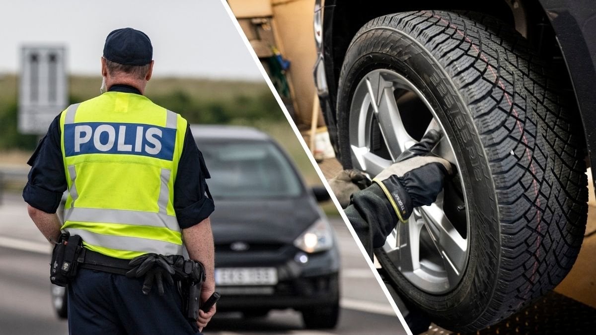 Poliskontroll, däckbyte.