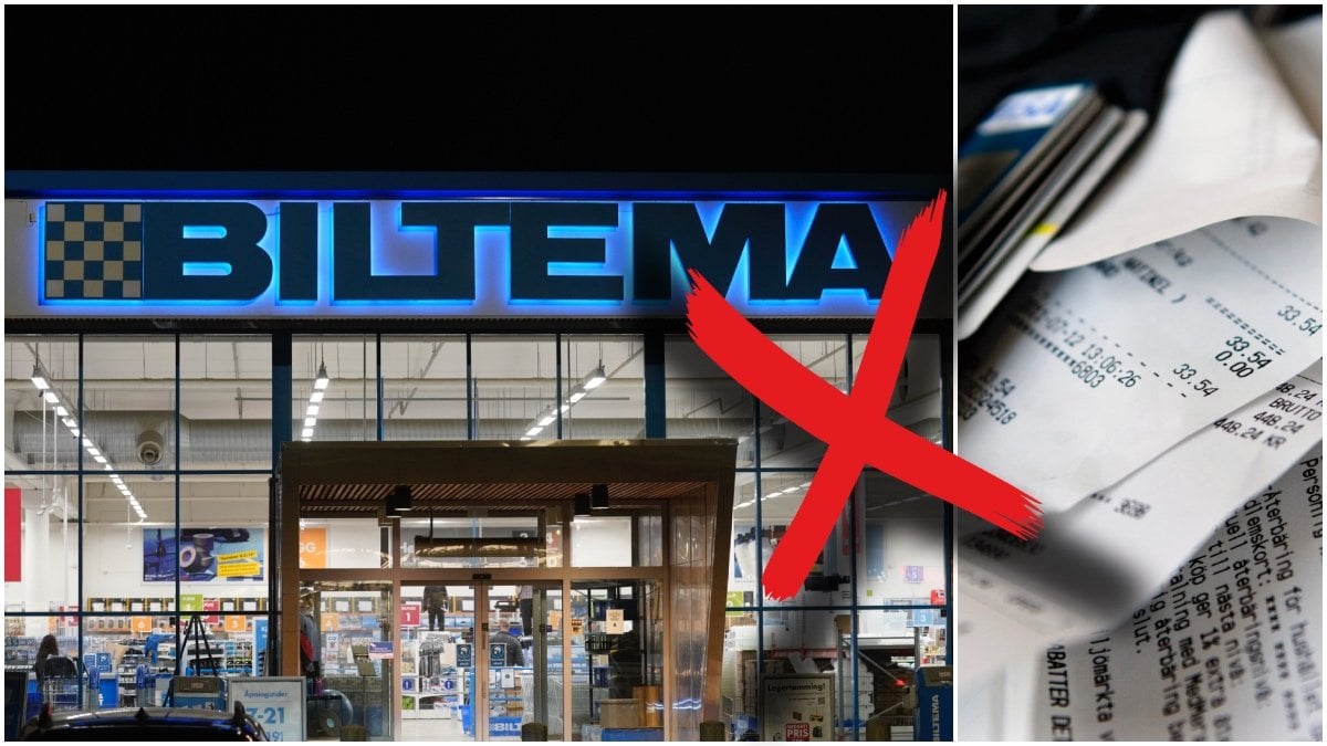Genrebild på en Biltema butik och kvitton