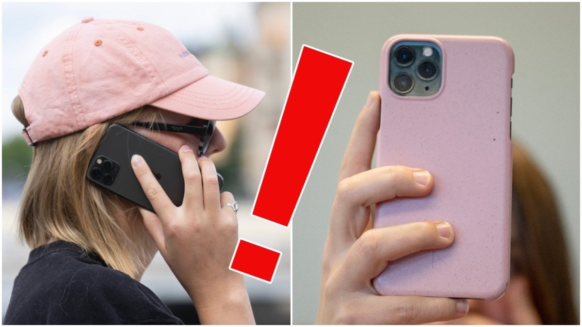 Kvinna i rosa keps som pratar i telefon och rosa iphone.
