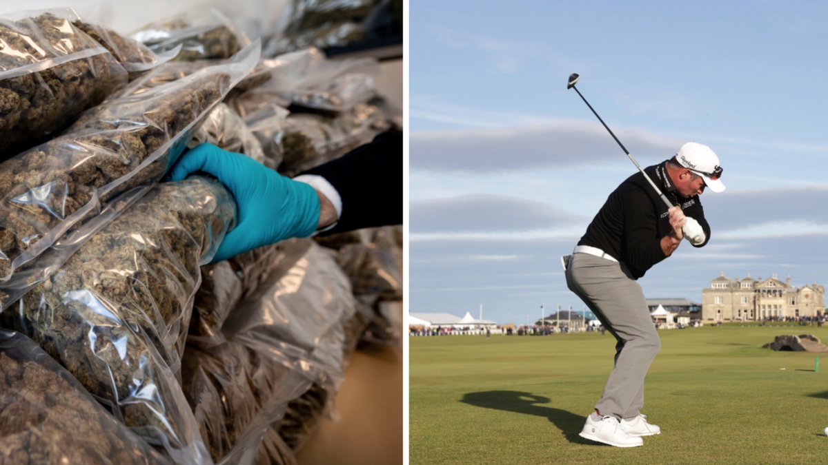 Två män misstänks ha förvarat stora mängder narkotika i anslutning till en golfklubb.